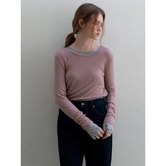 UNNOUT SOFT WOOL JERSEY T-SHIRT DUSTY PINK