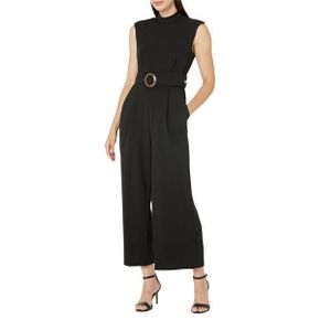 4698597 Calvin Klein Mock Neck Sleeveless Jumpsuit with Belt