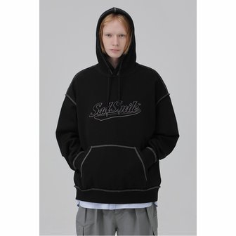 커스텀멜로우 sadsmile contrast stitch logo hoody_CQTAX23222BKX