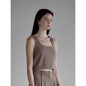 TERRY SQUARE NECK CROP SLEEVELESS BROWN