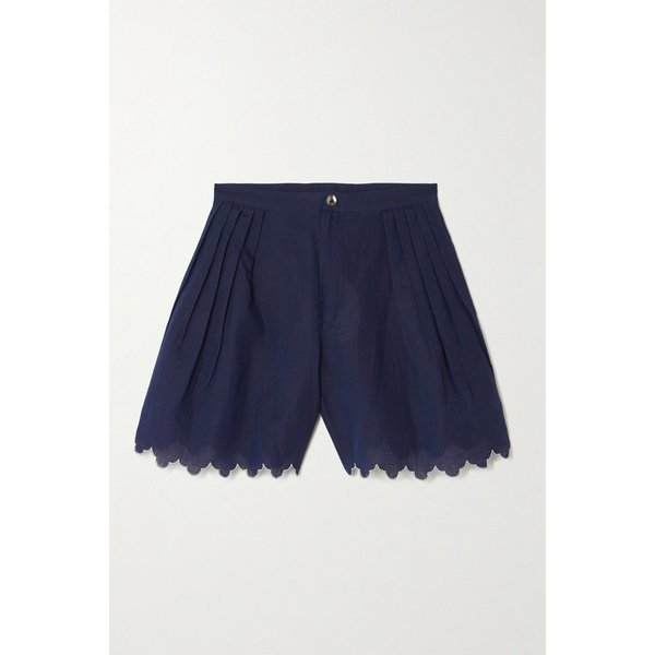 티에리 콜슨 케냐 스캘럽 플리츠 코튼 리넨 블렌드 쇼츠 46376663162984776