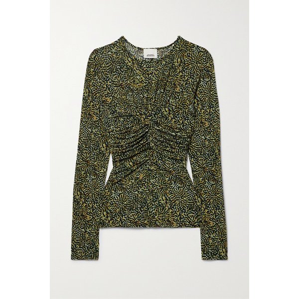 잘릴라 주름 프린트 저지 탑 옐로 1647597325951934