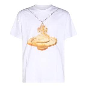 3G01005TJ00BLA401 WHITE COTTON ORB GOLD T SHIRT