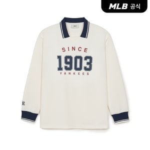 MLB [코리아공식] 바시티 긴팔 스포츠 카라 티셔츠 NY (Cream)