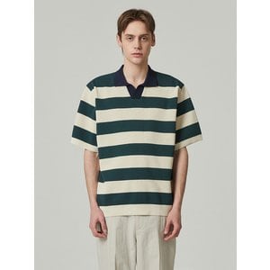 커스텀멜로우 bold stripe collar sweater (short-sleeved)_CWWAM24406GRX