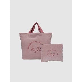 Corduroy Reversible Shopper Bag with Pouch _ Pink