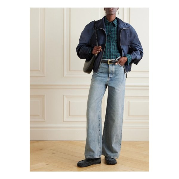 비대칭 체크 코튼 포플린 셔츠 네이비 1647597350671319