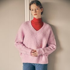 BOUCLE V NECK KNIT PINK