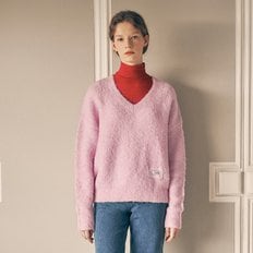 BOUCLE V NECK KNIT PINK