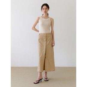 BUTTON DOWN MAXI SKIRT BEIGE