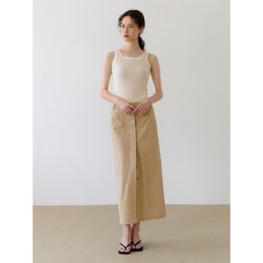 BUTTON DOWN MAXI SKIRT BEIGE