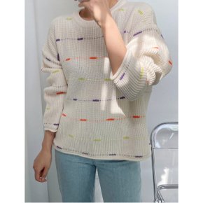 라운드넥 컬러 스티치 러블리 하찌 니트  WIBANT058 _P356425547