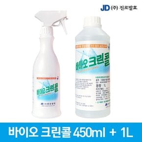 진로발효 살균소독75% 바이오크린콜450ml 1개+1L 1개