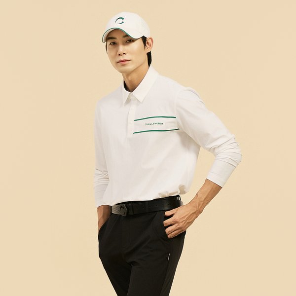 [부산점] 남성 트리코트 스트레치 Y카라 티셔츠 화이트_CHE1MLT1132WH