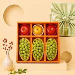 [명절후배송][보자기동봉] 정성가득 3kg(샤인3개+사과2개+배1개) 과일 선물세트
