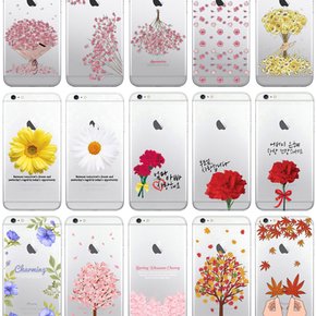 갤럭시S21 플러스 울트라 FE 봄 꽃 플라워 패턴 디자인4 클리어 투명 젤리 휴대폰 케이스