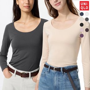 UNIQLO 유니클로 여성 히트텍 U넥 8부 긴팔티