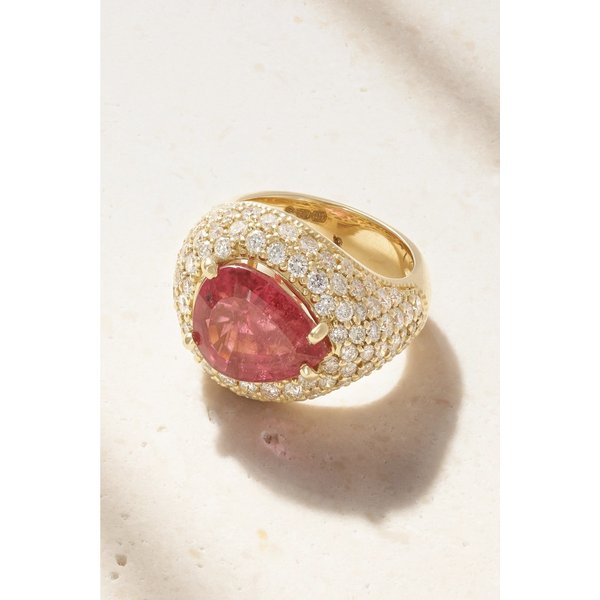 재키 에이슈 14캐럿 골드 다이아몬드 투르말린 반지 핑크 46376663162961613