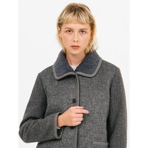 stripe sleeve wool jacket_dark gray