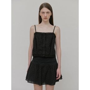 Punching Lace Sleeveless Blouse, Black