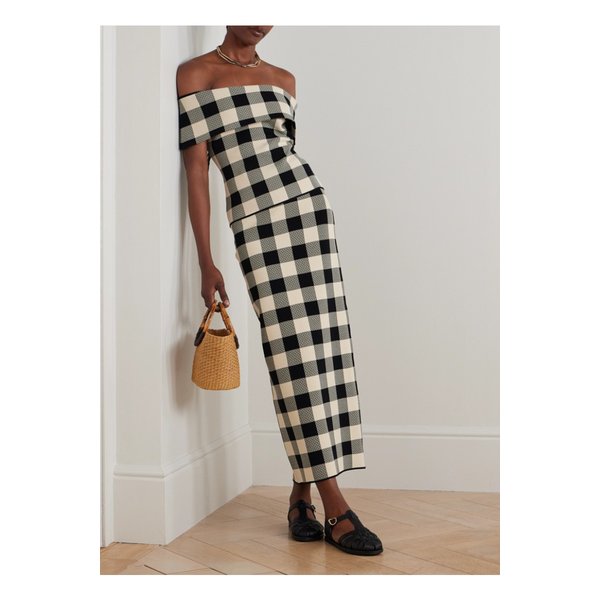 포세 피파 체크 자카드 니트 맥시 스커트 멀티컬러 46376663162895015