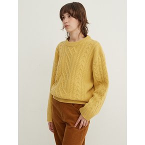 Cashmere Cable Loose Fit Knit_MUSTARD