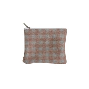 pink grey check pouch