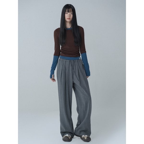 [리퍼브]STRIPE EDGELINE WIDE PANTS_GRAY