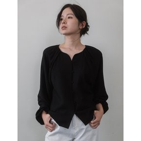 Raglan Shirring Blouse - Black