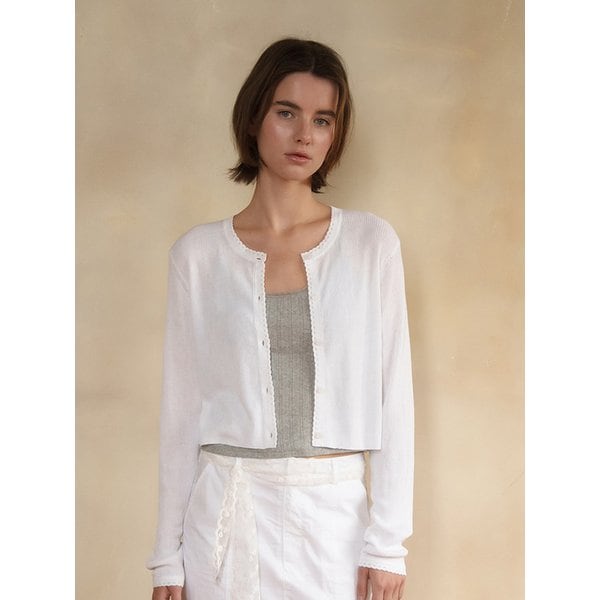 PETAL RIBBED CARDIGAN[IVORY] / 5COLOR