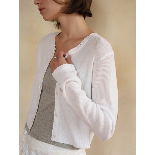 PETAL RIBBED CARDIGAN[IVORY] / 5COLOR