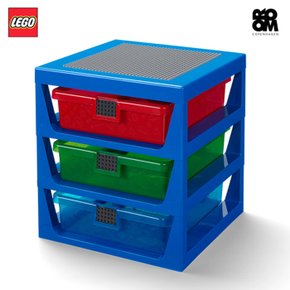 [LEGO] 3단 서랍형 정리함 블루/ 정품 레고놀이판포함