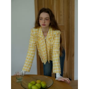 Cest_Yellow check short jacket