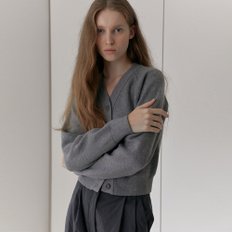 [20% 할인가  판매] V-Neck Ribbed Cardigan (Melange Gray)