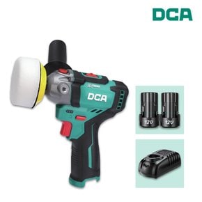 DCA ADSP75EK 충전 폴리셔 12V 2.0Ah 2팩/고속충전기 3인치 BL모터/소프트스타트/벨크로패드 및