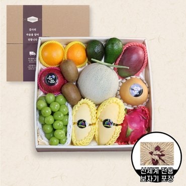 온세담 [9/22일 순차출고][제철과일] 혼합과일8종세트2호5.0kg(사과/배/애플망고/오렌지/태국망고/아보카도/샤인머스켓/메론/용과)_신세계보자기&안전외피박스