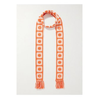 발렌티노 앙티브 프린지 코튼 혼방 자카드 스카프 오렌지 1647597353595692