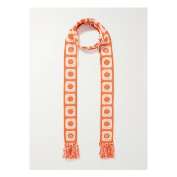 앙티브 프린지 코튼 혼방 자카드 스카프 오렌지 1647597353595692