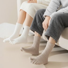 남녀공용 겨울 방한 보온 발가락 수면양말 사무실 홈웨어 수족냉증 임산부 극세사 장목 털양말