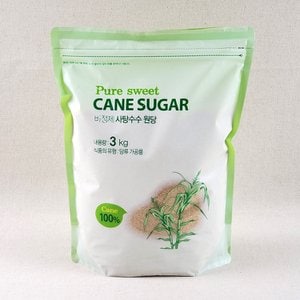 우리존 퓨어스윗 비정제 사탕수수 원당 3kg x1팩 /사탕수수당100% 지퍼백포장