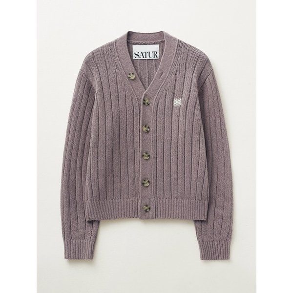 파로 오버 사이즈 부클 가디건_빈티지 퍼플