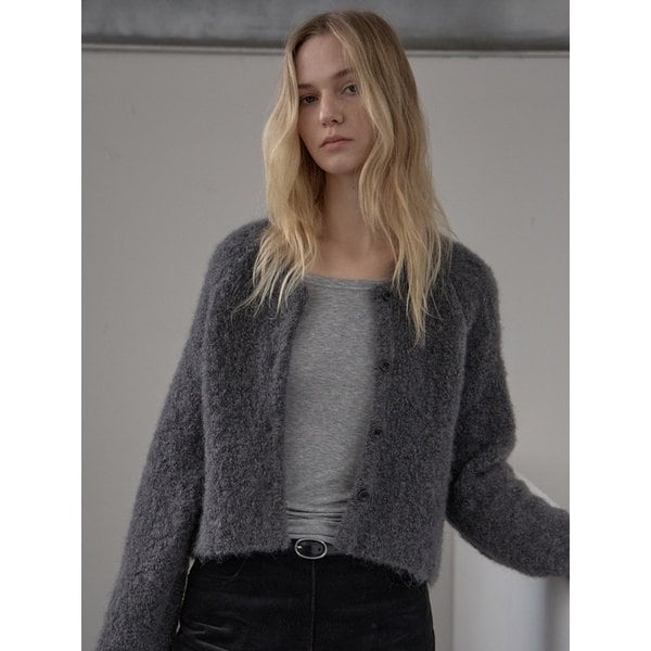 울 부클 가디건_charcoal