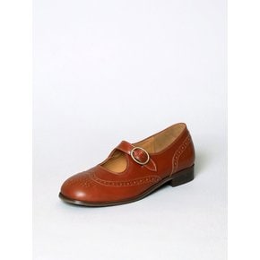 Wingtip Brogue Mary Jane . Brandy Brown