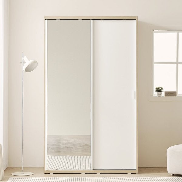 가구 레오 빅 키큰 행거형 전신거울 슬라이딩 옷장 장롱 1200