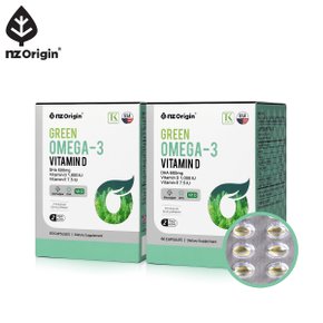 그린 오메가3 비타민D X2통 (60캡슐/1일2캡슐/1개월분) x 2통