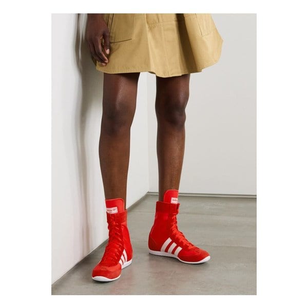 재팬 H 그로그랭 스웨이드 트리밍 캔버스 하이탑 스니커즈 레드 1647597353661549