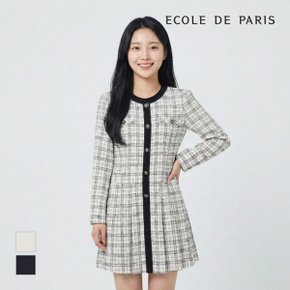[에꼴드파리/드라로얄] 배색포인트 트위드 원피스_RB33WOAE10Z