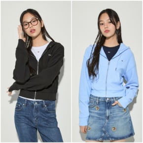 여성 크롭핏 오토만 후디 집업 T32E7TJC40TWT1 TOMMY JEANS