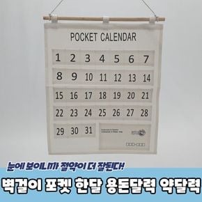 사무용품 벽걸이 포켓 한달 용돈달력 약달력