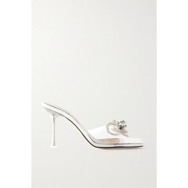 더블 보우 크리스털 장식 가죽 이리데슨트 Pvc 뮬 투명 31840166392385008